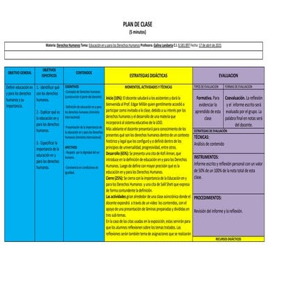 Plan de clase por objetivos | PDF