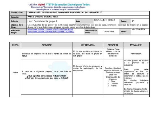 Formato De Plan De Clase Para Preescolar Variaciones Clase Images