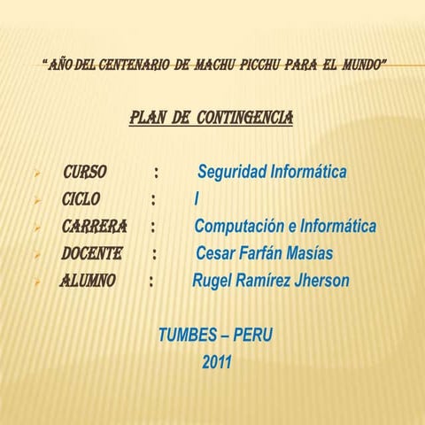 Plan de contingencia