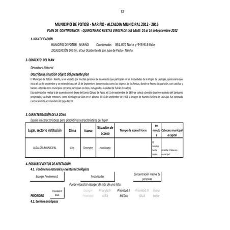 Plan de contingencia 2012 quincenario virgén de las lajas 01 al 16 septiembre...