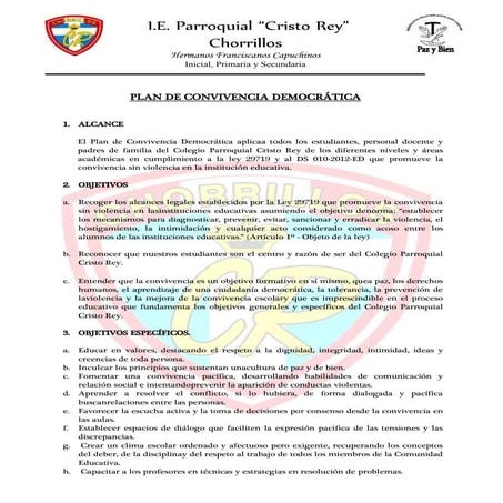 Plan de convivencia democrática Cristo Rey