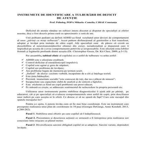 Plan de coordonare copil  adhd