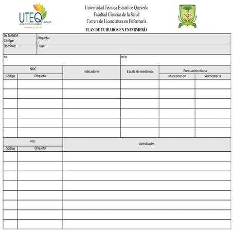 Plan de cuidados de Enfermería PAE NANDA, NIC y NOC