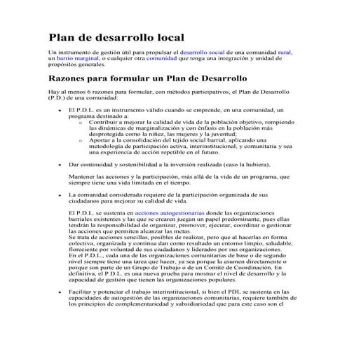 Plan de desarrollo local