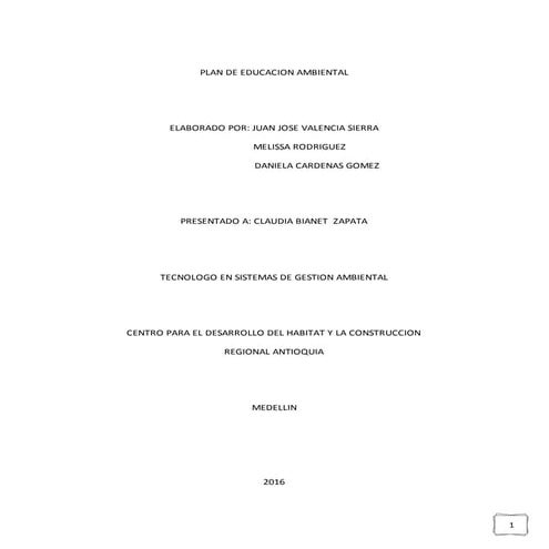 Plan de educacion ambiental