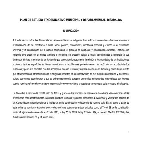 Plan de estudio etnoeducativo departamental