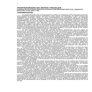 Plan de estudios artes