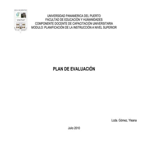 Plan de Evaluación