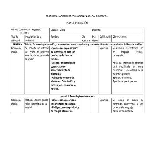 Plan de evaluación proyecto i 2 teoría