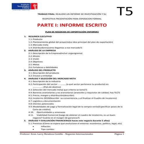 Plan de exportación t5