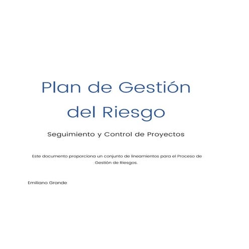 Plan de gestión del riesgo