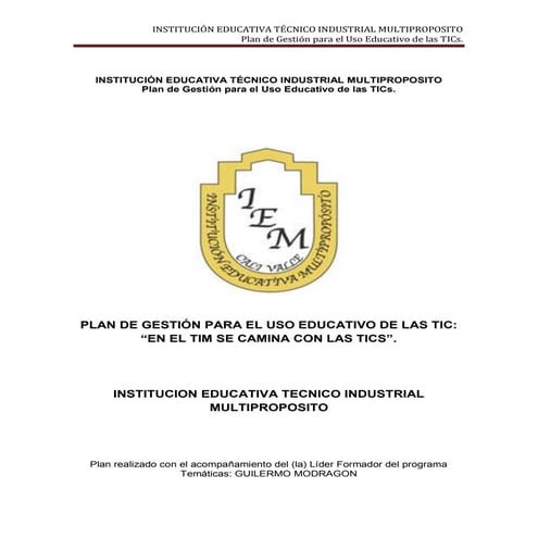 PLAN DE GESTION TIC MULTIPROPÓSITO | PDF