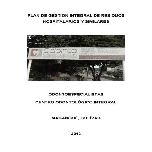 Plan de gestion integral de residuos hospitalarios y similares