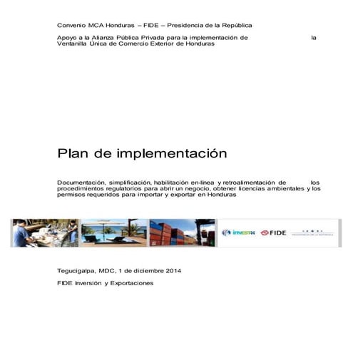 Plan de Implementación (MCA-FIDE-Presidencia)