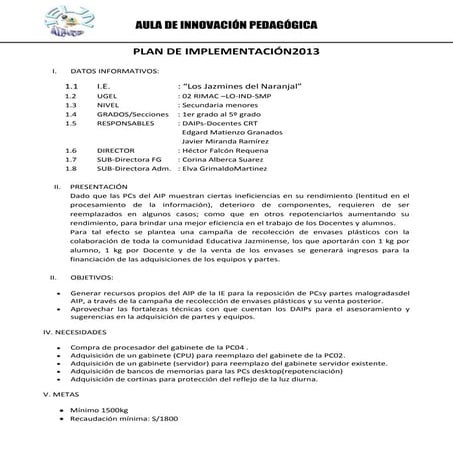 Plan de implement aip | DOCX