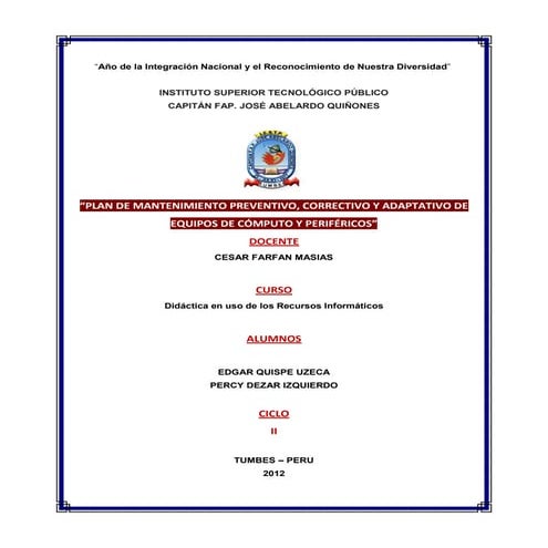 Plan de mantenimiento