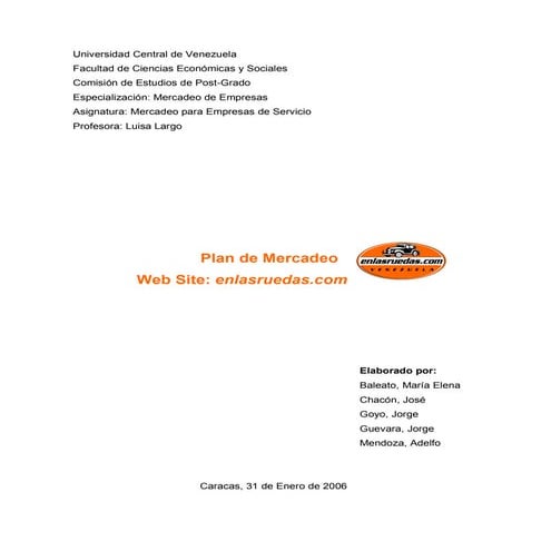 Plan de marketing - www.enlasruedas.com