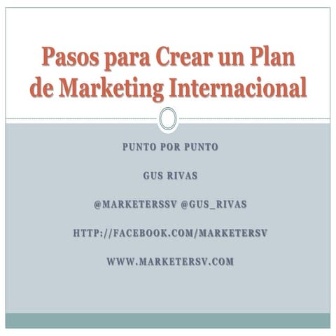 Plan de marketing internacional paso a paso | PPTX