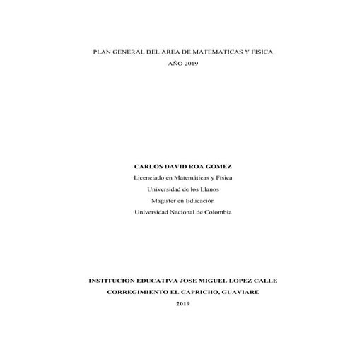Plan de matematicas 2019 | PDF