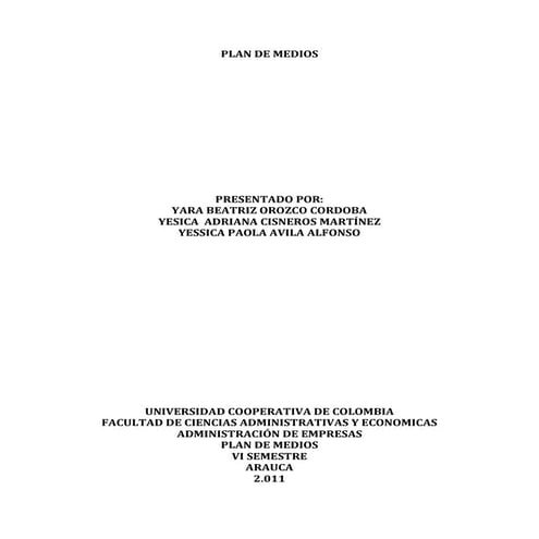 Plan de medios vallas publicitarias yara, yesica & yessica