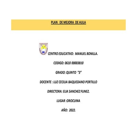 Plan de Mejora Pedagógica para Comprensión Lectora en Primaria | DOCX