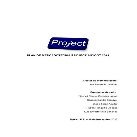 Ejemplo Plan de mercadotecnia (Nuevo producto)