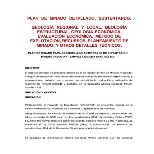 Plan de minado detallado antimonio   minera sanchez
