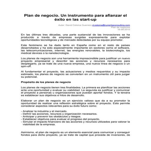 Plan de negocio