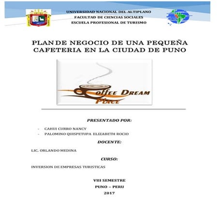 Plan de negocio cafeteria