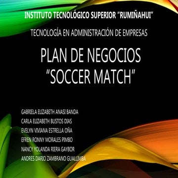 Plan de negocios SOCCER MATCH