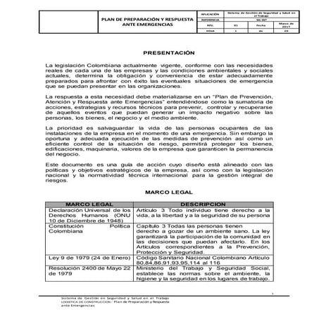 Plan de preparacion y respuesta ante emergencias