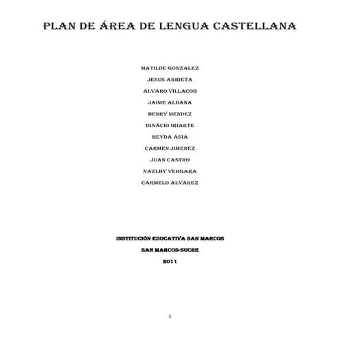 Plan de área de lengua castellana 2011