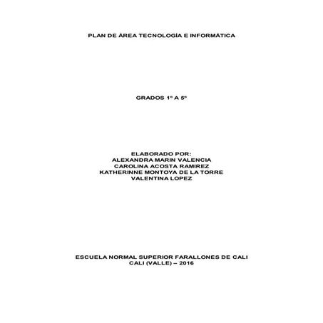 Plan de área de tecnología e informática