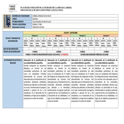 PLAN DE RECUPERACIÓN ANIBAL SILVA TODONIVEL