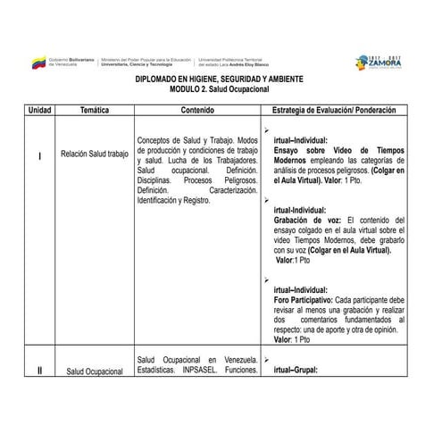 Plan de salud ocupacionla Ddiplomado HSL 2017 