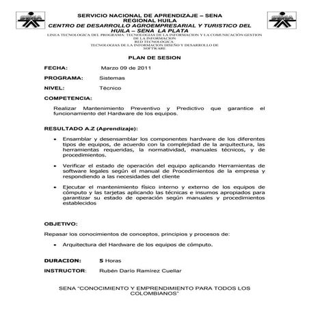 Plan de sesion 09 marzo 2011