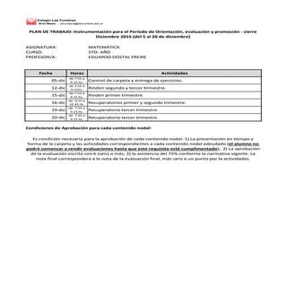 Plan de trabajo Dic 2016 Mat 5