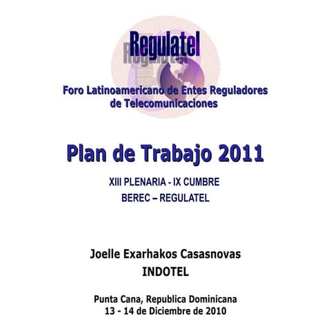 Plan de Trabajo Regulatel 2011