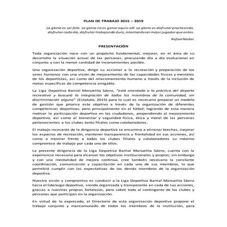 Plan de trabajo 2015 ldbms