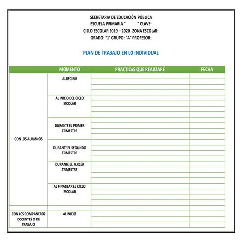 Plan de trabajo individual | DOCX