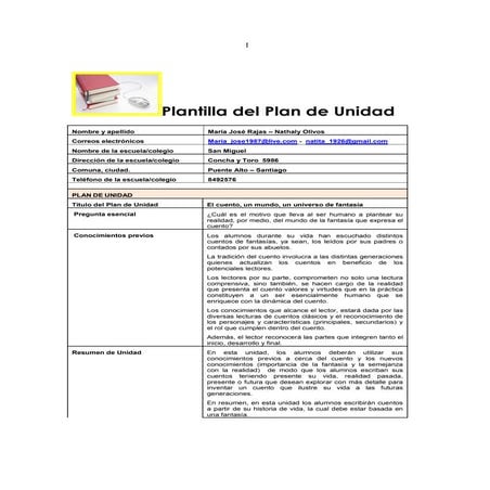 Plan de unidad el cuento