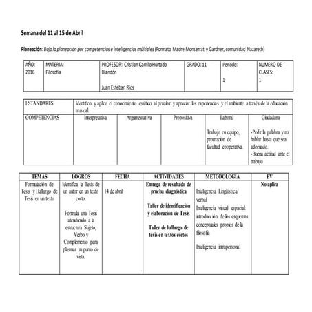 Planeación 11 al 15