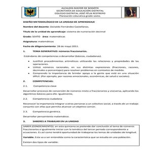 Planeación 6. racionales y ecuaciones.