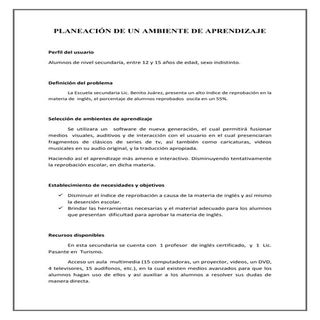 Planeación de un ambiente de aprend...