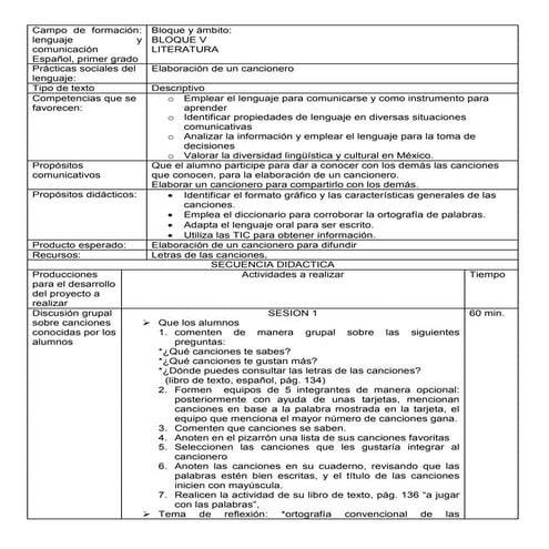 Planeacion de español con marta