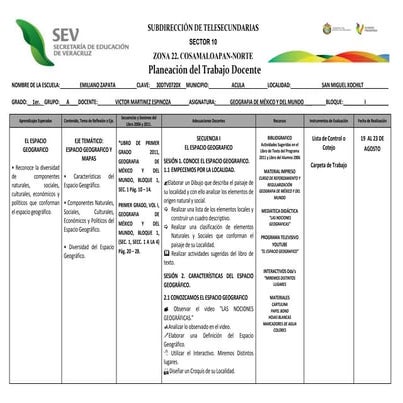 Planeacion del Trabajo Docente 2014 (Geografia) Bloque I