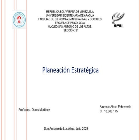 Elementos de la planeacion estrategica | PPTX