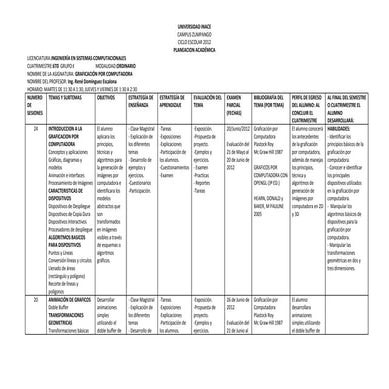 Planeacion DE GRAFICACIÓN POR COMPUTADORA