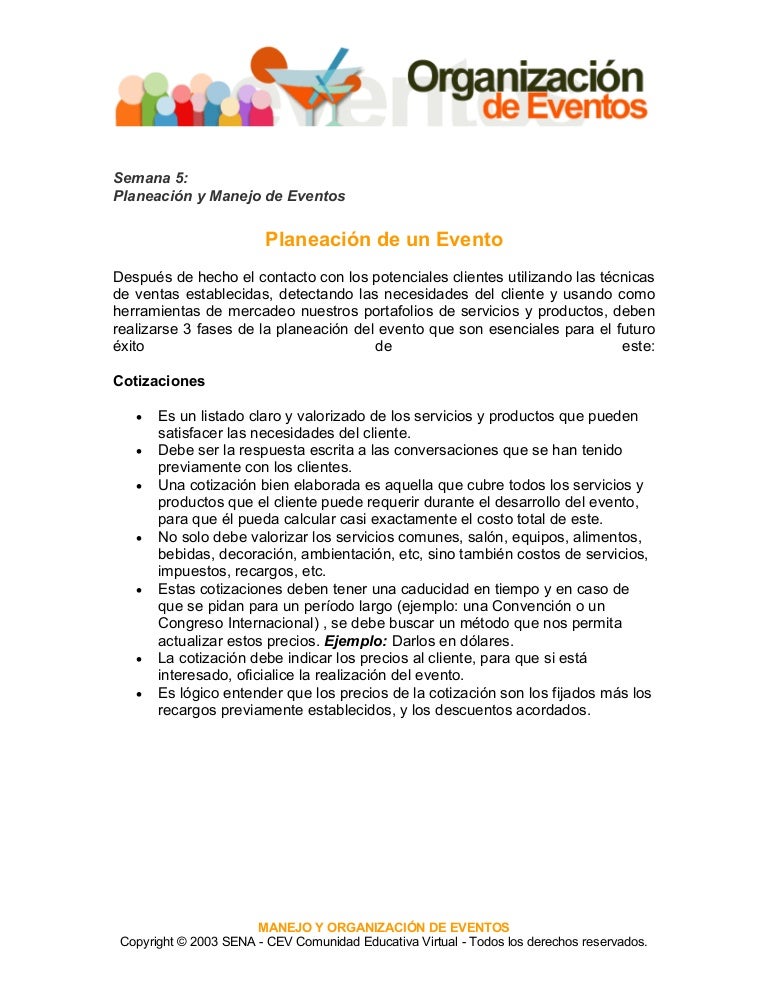 Planeacion para un evento