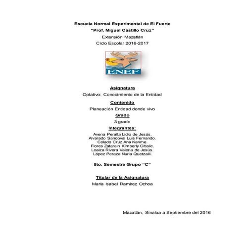 Planeacion tercer grado entidad donde vivo